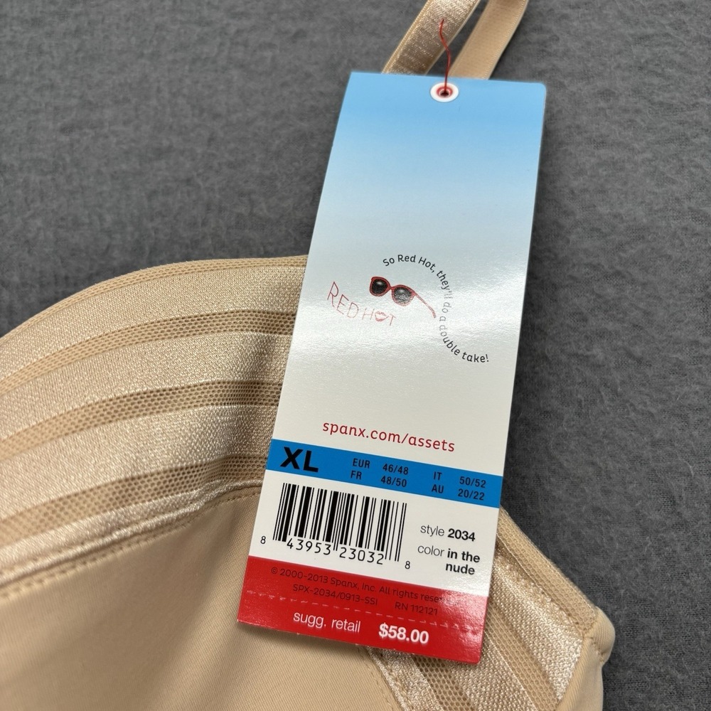 Red Hot SPANX Nude Adjustable Strap Cupped Full Slip Super Slimming Size XL NWT - Picture 3 of 8
